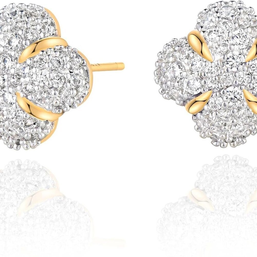 Gold Cubic Zirconia Stud Earrings 18k Gold Small Triangle Dainty Jewelry